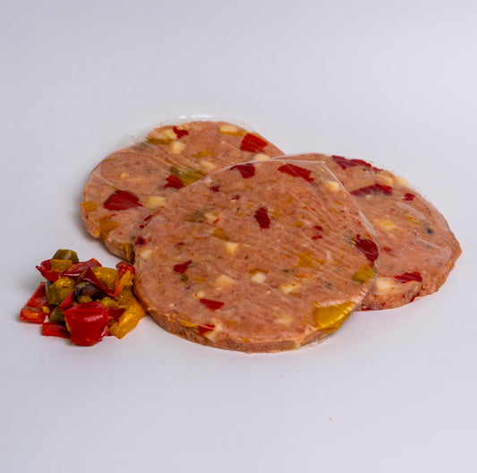 Hamburger di pollo con peperoni e provola