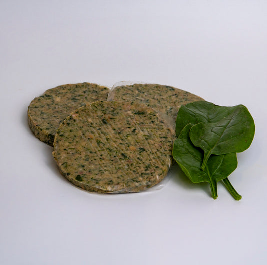 Hamburger di pollo con spinaci cotti