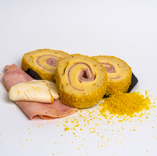 Fetta di crocchettone con prosciutto cotto e provola