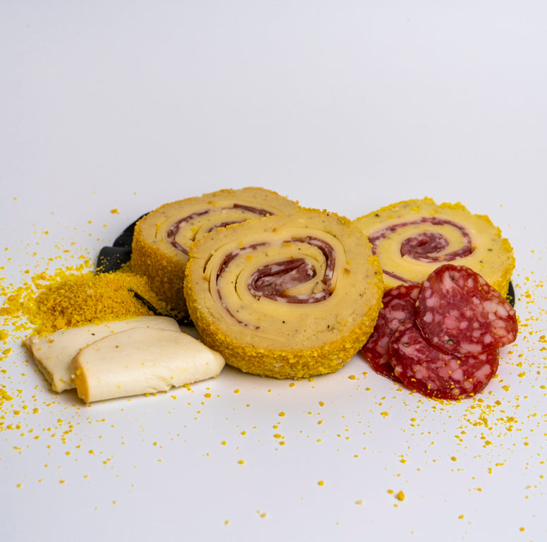 Fetta di crocchettone con salame e provola