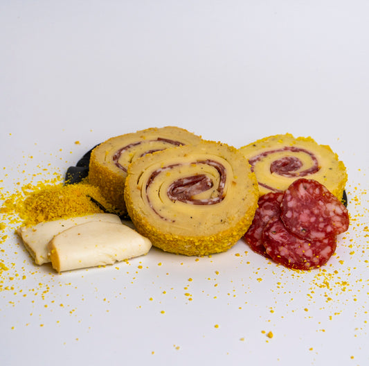 Fetta di crocchettone con salame e provola