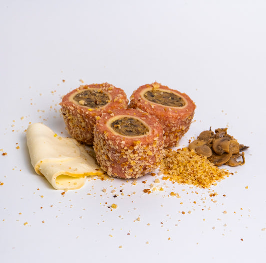 Appetitoso di pollo con funghi champignon e provola