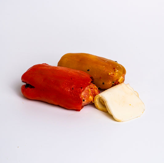 Peperone imbottito con carne di scottona, crema peperoni e provola
