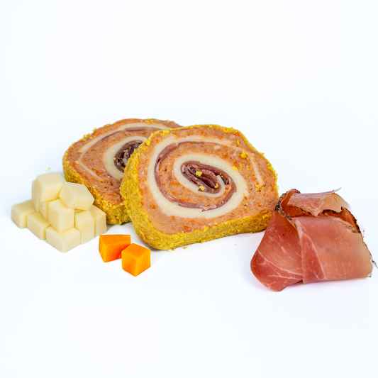 Fetta di polpettone di pollo con speck zucca e provola