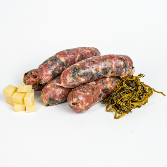 Salsicce di maiale con broccoli e provola